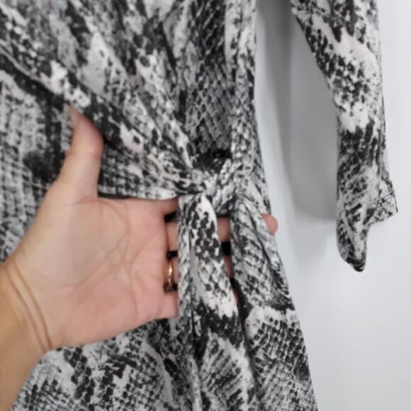 Anthro Fig & Flower Snake Knit Sheer Panelled Full Sharkbite Maxi Dress Sz L - Picture 5 of 14